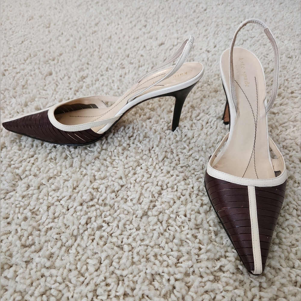 Kate Spade Brown and Beige Women's Heels Size 7